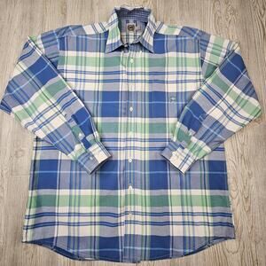 Cinch Shirt Mens Medium Blue Green Plaid Button Down‎ Long Sleeve Western Rodeo